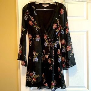 NWOT Adam Levine floral wrap with lining dress.